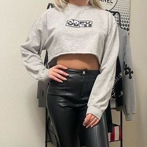 Obey Grey Cropped Hoodie